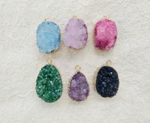 Wholesale Multi Color Quartz Crystal Cluster Drusy Pendant,Fashion Jewelry Necklace pendant,mixed 10pcs/lot Approx 18-25mm