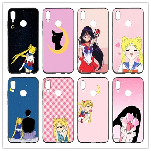 Sailor Moon Luna Cat Pattern Soft TPU Mobile Phone Case Cover For Huawei p smart Honor 4C 5C 6A 6X 7X 8X 9 lite V8 V9 Play V10 | Мобильные