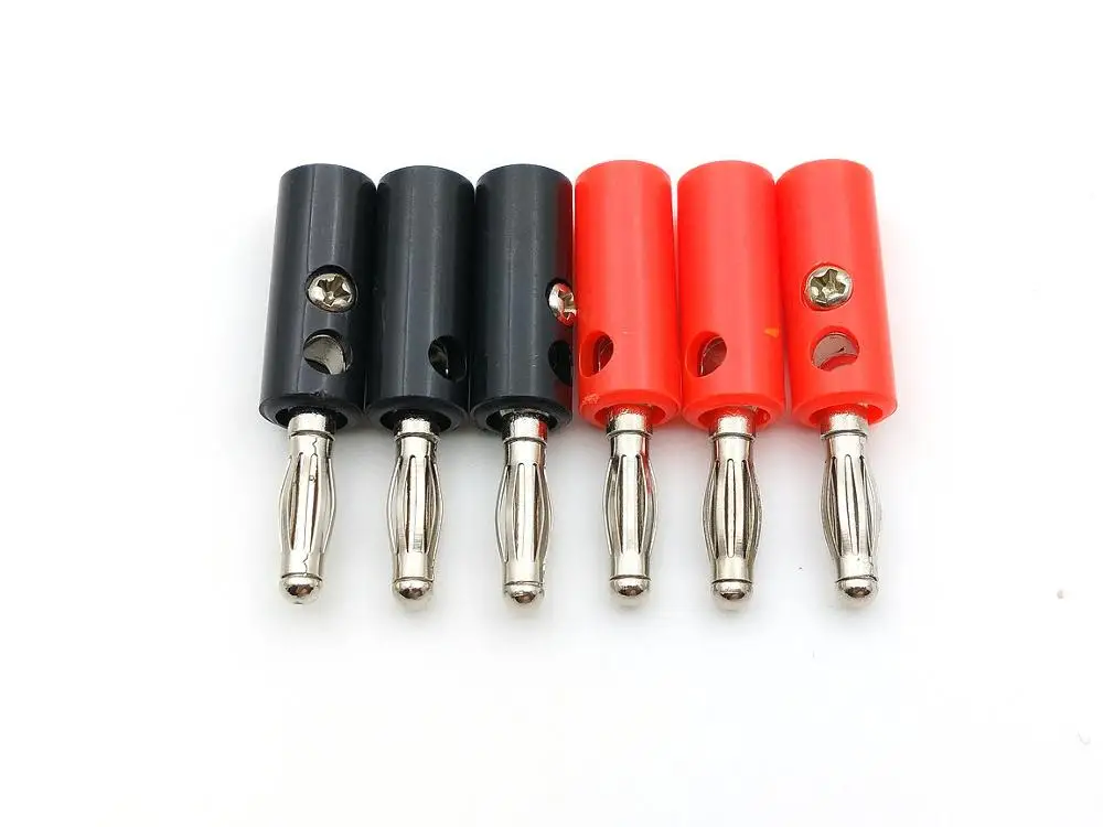 100 шт. 4 мм вилка типа банан никелированный красный + черный адаптер|adapter|nickeladapter plug