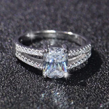 

Victoria Vecalon Fashion Jewelry Cushion Shape 5A Cubic Zirconia CZ 10KT White Gold Filled Cute Office Women Wedding Finger Ring
