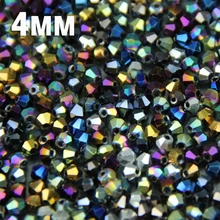 JHNBY-perles amples, cristaux Bicone autrichiens, placage de couleur surface, fabrication de bracelets, colliers, bricolage, 4mm, 100 pièces