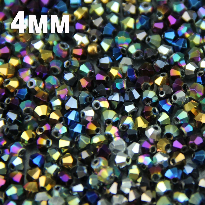 

JHNBY 4mm 100pcs Bicone Austrian crystals loose beads ball supply surface color plating ,bracelet necklace Jewelry Making DIY