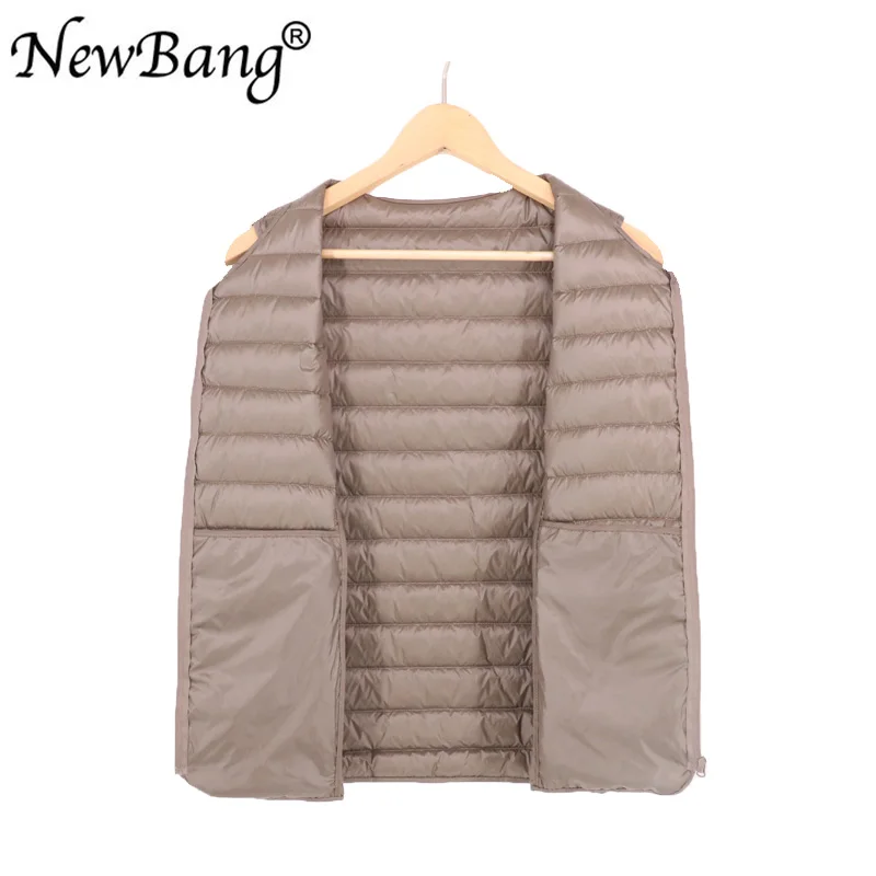 Kopen NewBang Mannen Bodywarmer Ultra Licht Bodywarmer Draagbare V hals Mouwloze Jas Man Winter Zonder Kraag Warme Voering