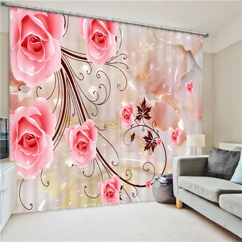 Затемненные занавески с розовой розой, занавески для гостиной, отеля, занавески, занавески для окон, 3D занавески s - Цвет: 4