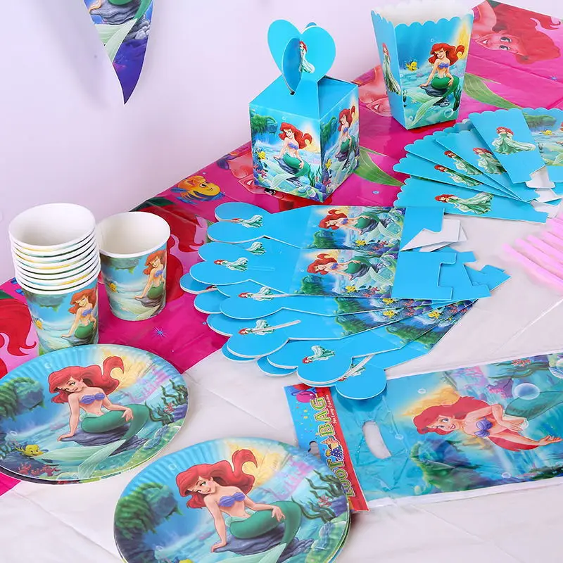 Little Mermaid Ariel Party Decorations Disposable Tableware Paper