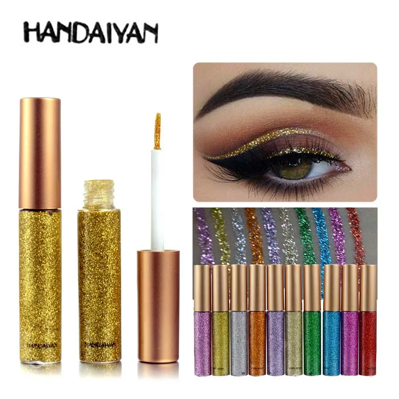 10 Colors Glitter Eyeliner Eye Cosmetic Liquid Waterproof Long Wear