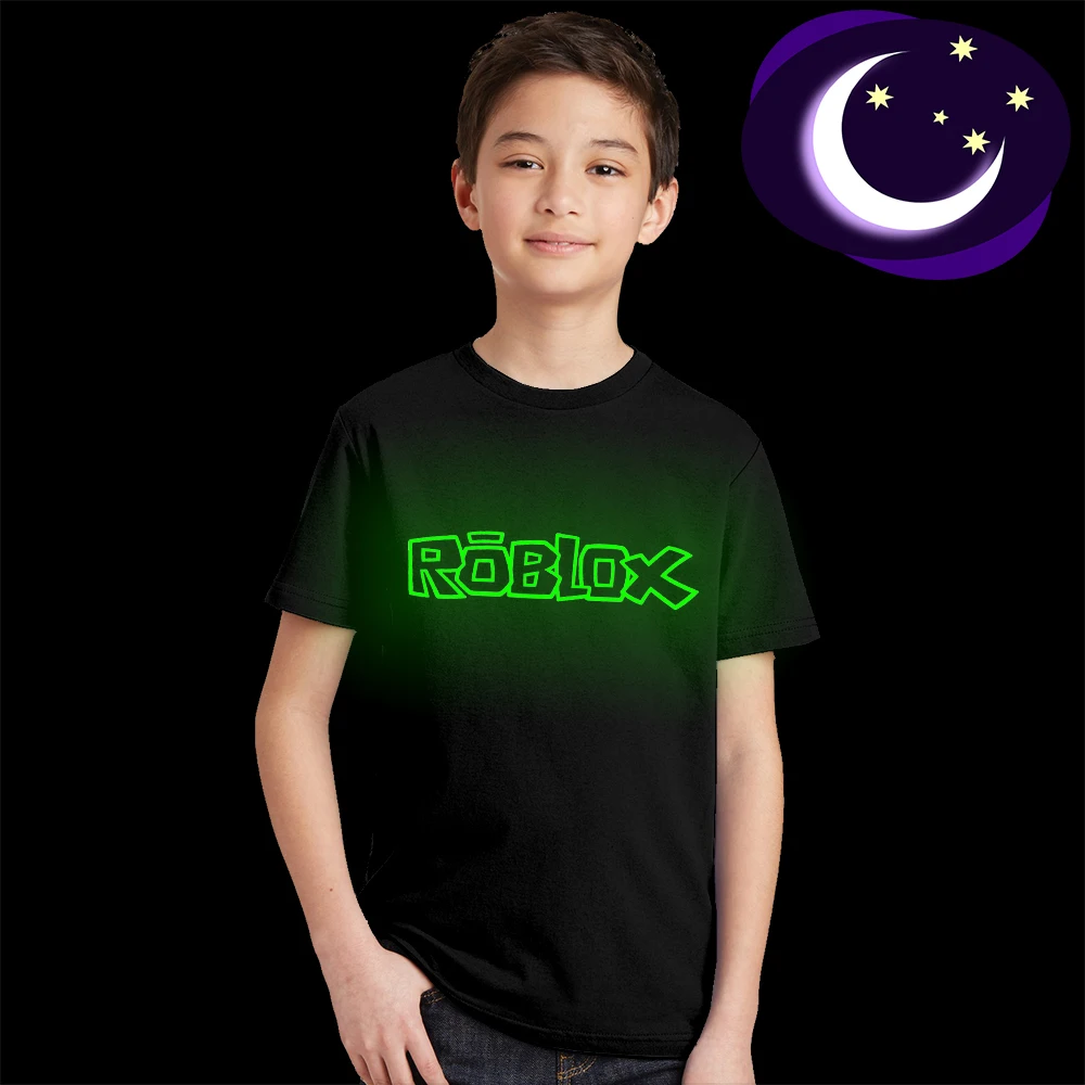 

Luminous Roblox Cartoon T-shirt for Kids Roblox Glow In Dark Toddler T Shirt Teen Casual Gaem Tshirt Child Gift Summer Tops Tees