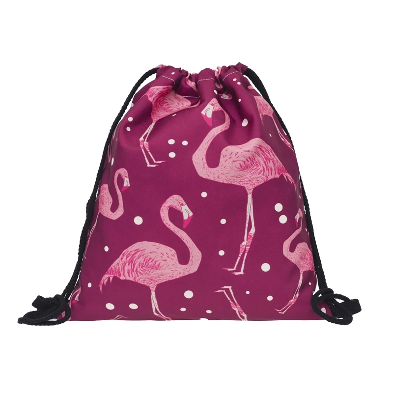 2019 новые модные Для женщин красный рюкзак Фламинго 3D печати путешествия softback Для женщин сумка со шнурком мешок