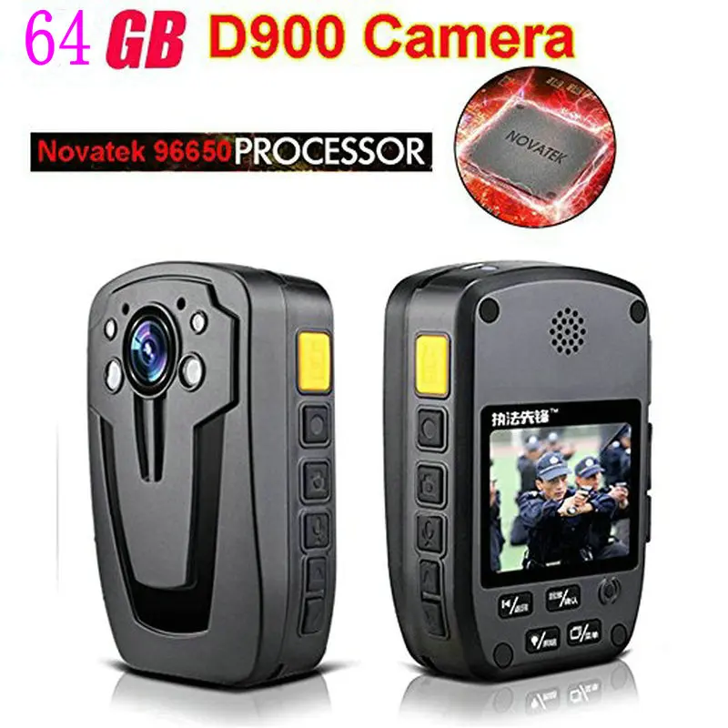 D900 Novatek 96650 64 Гб Full HD 1080P полицейская видеокамера на лацкане видеорегистратор ИК