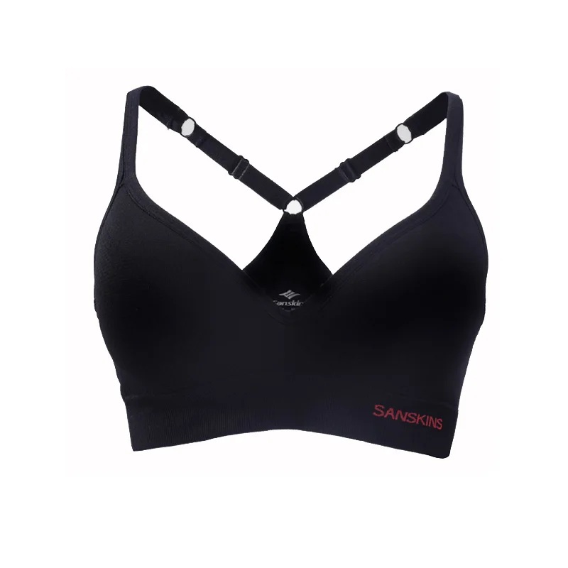 Santic Women Sports Bra Yoga Running Bra Push Up Padded Fitness Sport Crop Top Adjustable Straps Athletic Vest Sport Underwear