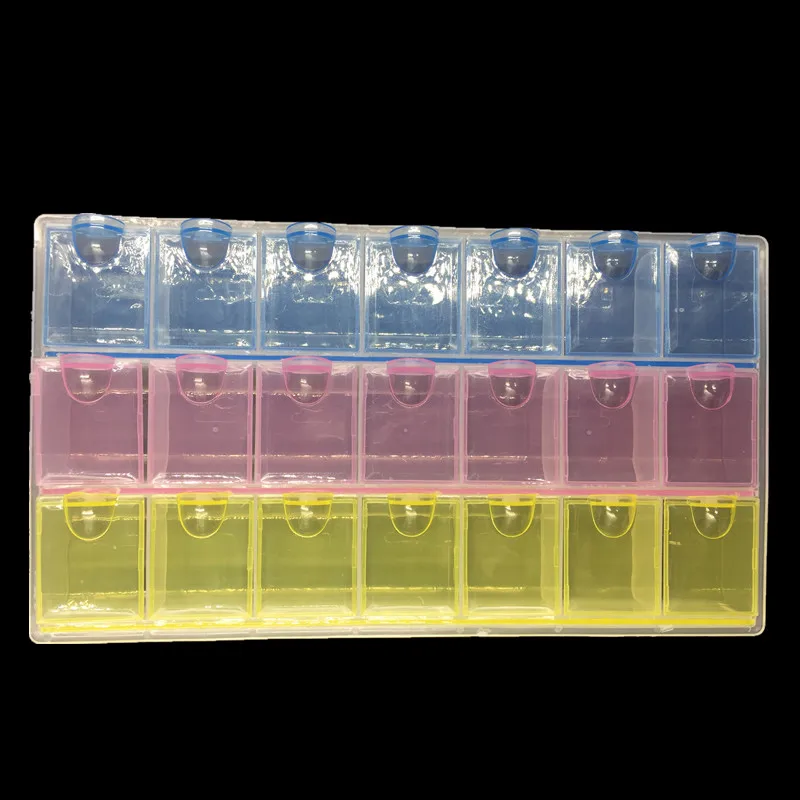 5Pcs Rectangle Plastic Pill Storage Boxes Medicine Container 3 row Tray