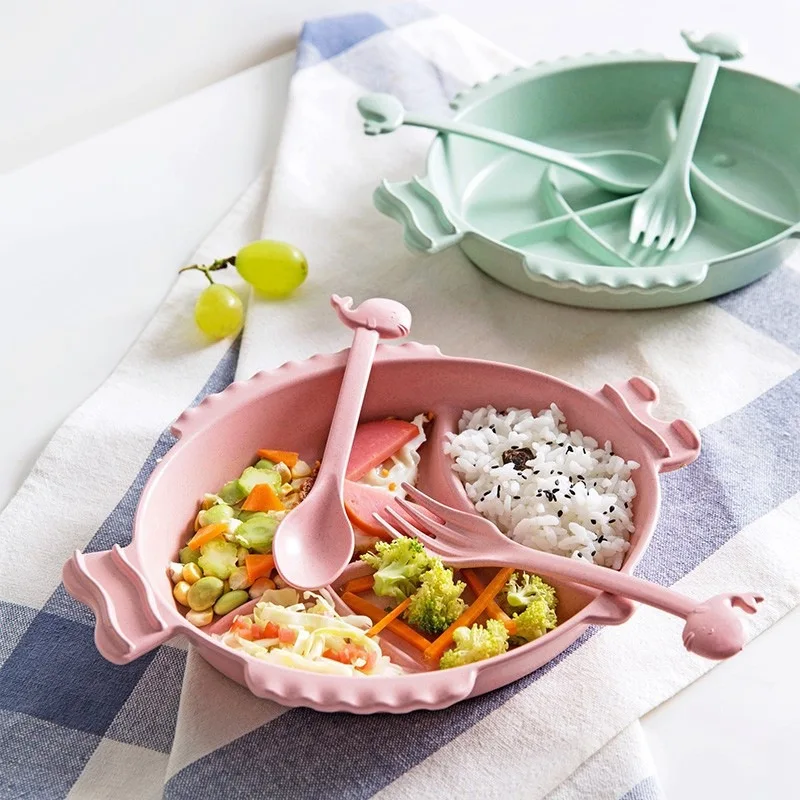 3pcs Baby Tableware Baby Feeding Dishes Plate Training Feeding Bowl for Children Infant Portable