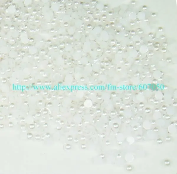 

3mm Imitation Round Pearls Half Ball(10000pcs/lot)Pure White Nail Art Pearl/Rhinestone Nail Decoration-Free Shipping