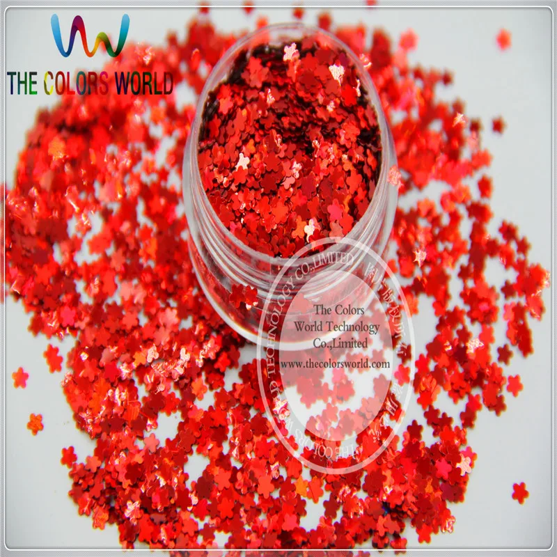 

FL-3 Flower shape Size 3 mm laser holographic Red Color Glitter paillette spangle for Nail Art and DIY supplies1pack=50g