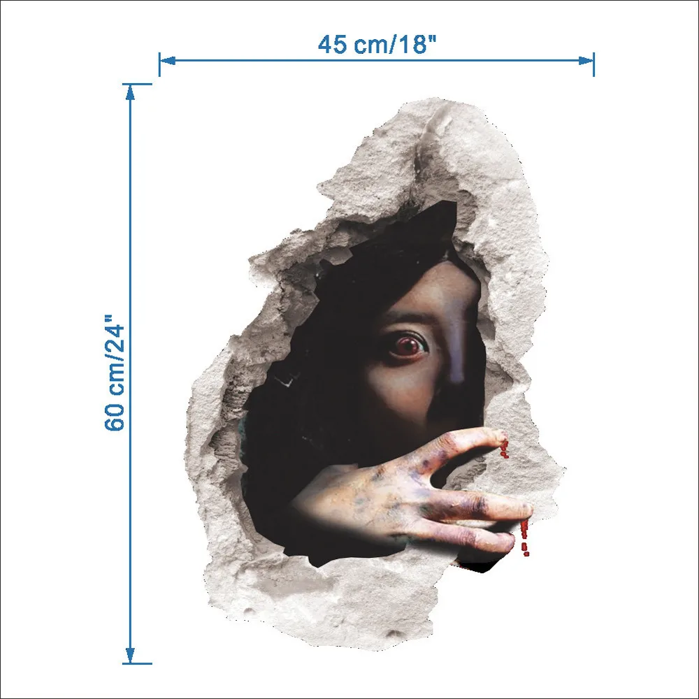 Новая 3D Наклейка на стену ужасов Счастливого Хэллоуина домашняя комнаты