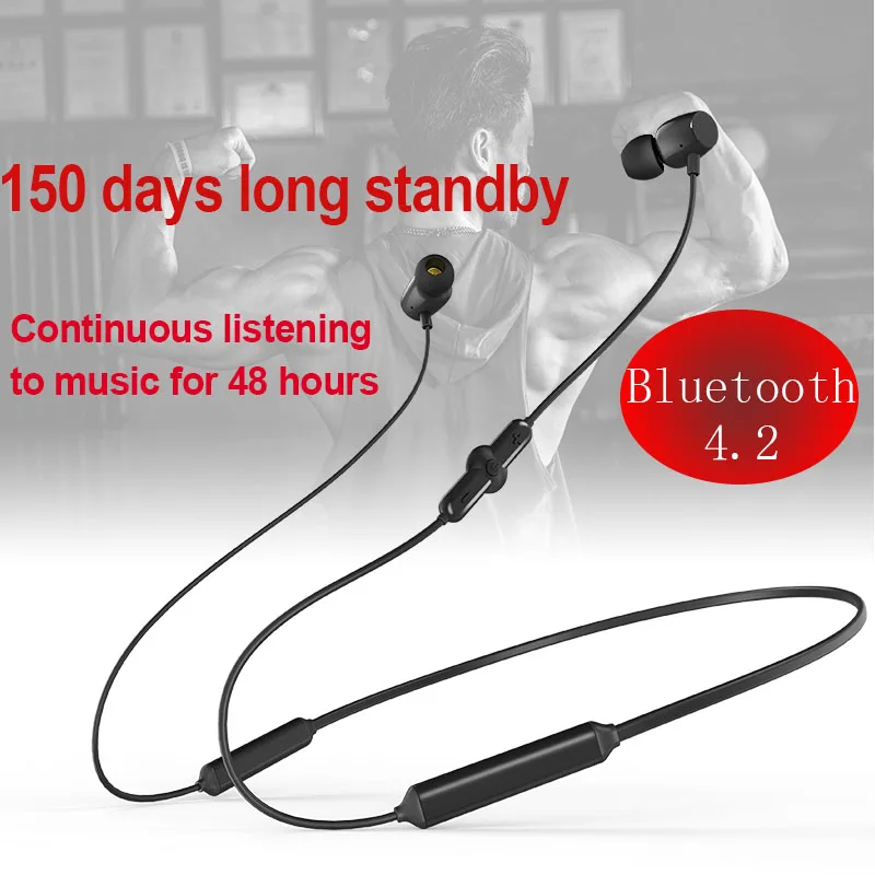 AMTERBEST CSR Drahtlose Bluetooth Sport Kopfhörer IPX5 Wasserdichte 48H Musik Drahtlose Kopfhörer mit Mikrofon Neckband Headset