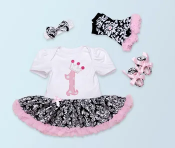 

Newborn Infant Baby Girls Sets Bowknot Headband Romper TUTU Outfit Clothes Bebe First Birthday Costumes Free Shipping