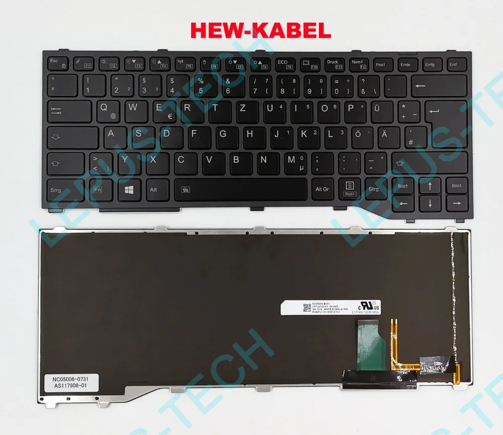 

German Original new keyboard for Tastatur for Fujitsu LifeBook T937 T938 CP724505-01 LED Backlit Keyboard DE