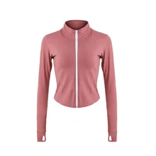 Женский топ для йоги с длинными рукавами спортивные рубашки осень/зима спортивная одежда Для Бега Фитнес Спортивная одежда куртка на молнии капюшон пальто