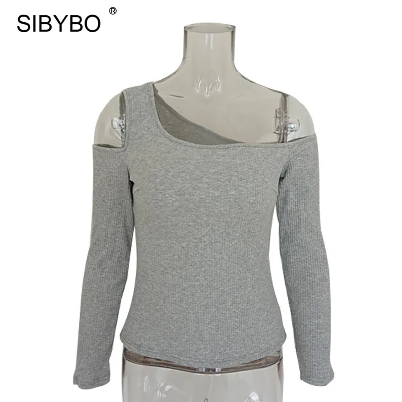 JULISSA MO Knitted One Shoulder Hollow Out Sexy T-Shirt Women Tops 2018 Autumn Black Long Sleeve Skinny Casual Harajuku Tshirts JULISSA MO Knitted One Shoulder Hollow Out Sexy T-Shirt Women Tops 2018 Autumn Black Long Sleeve Skinny Casual Harajuku Tshirts