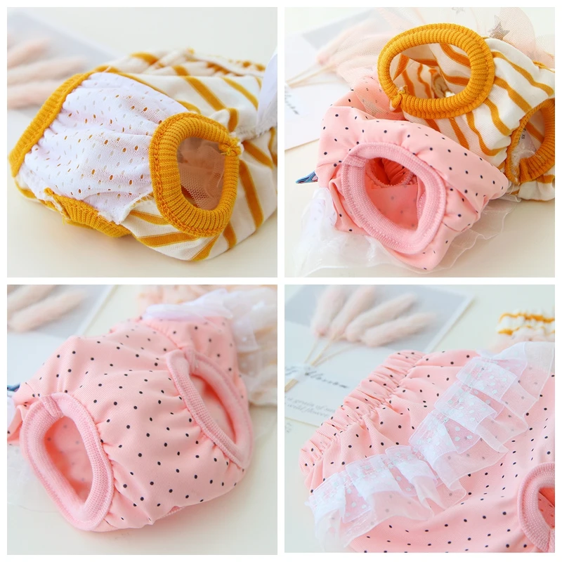 Dog Nappies Dog Diapers Pet Diapers Princess Panties For Dogs Pink Cute Cotton Pet Pants Female Girl Cat Undearwear Diaper Pants Physiological Sanitary Accessories