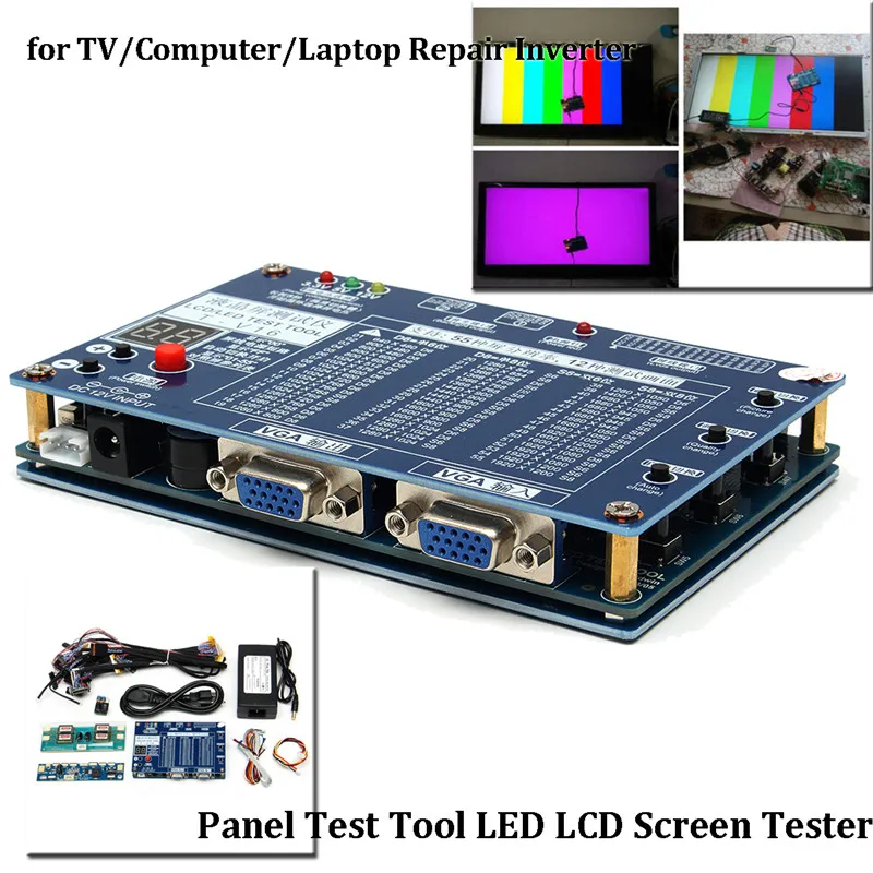 

19Pcs/set Panel Test Tool LED LCD Screen Tester Inverter+14 Cables For TV/Computer/Laptop Built-in 55 Kinds Program Accessories