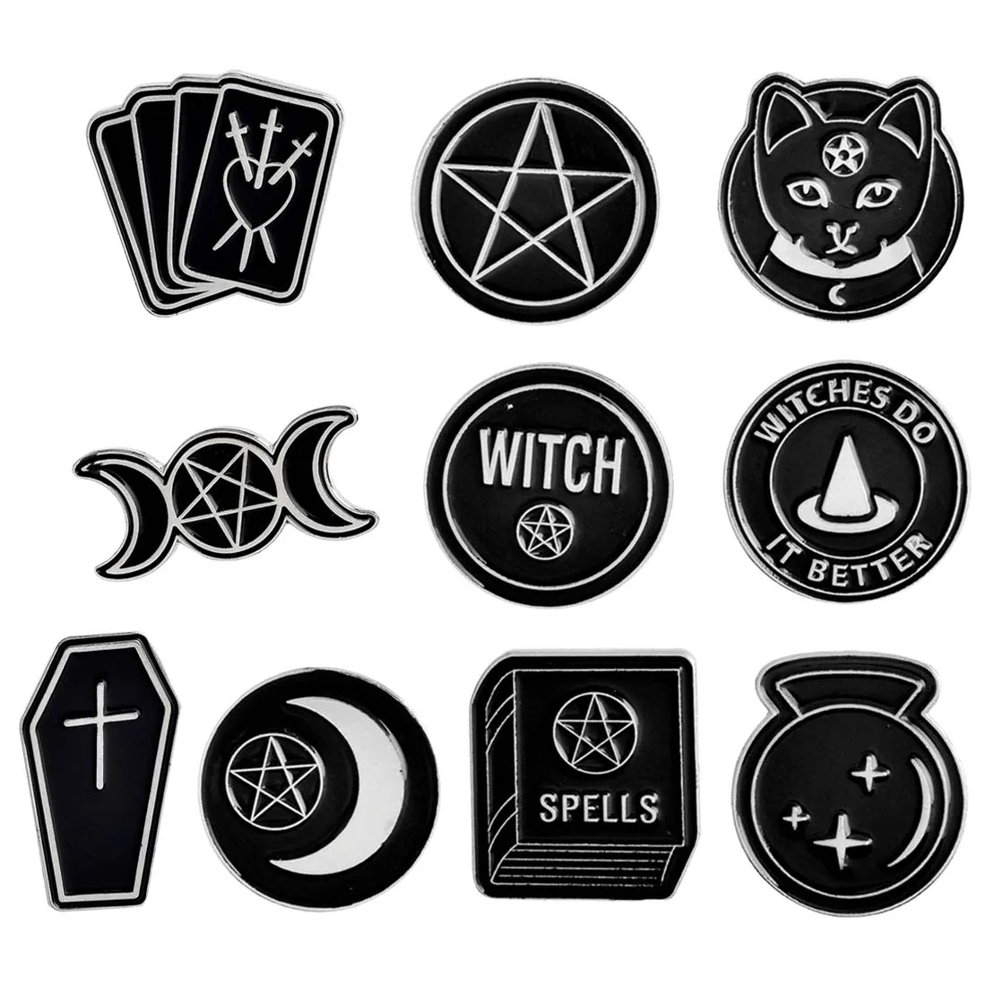 

Punk black coffin gothic denim jacket pin brooch personality wild animal chest accessories wild clothing accessories