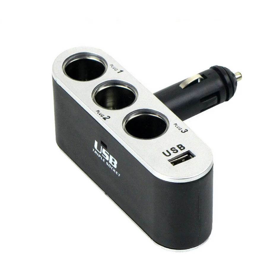 

1PCS 12V 24V Dc Universal 3 Way USB Socket Car Cigarette Lighter Power Adapter Splitter Portable New