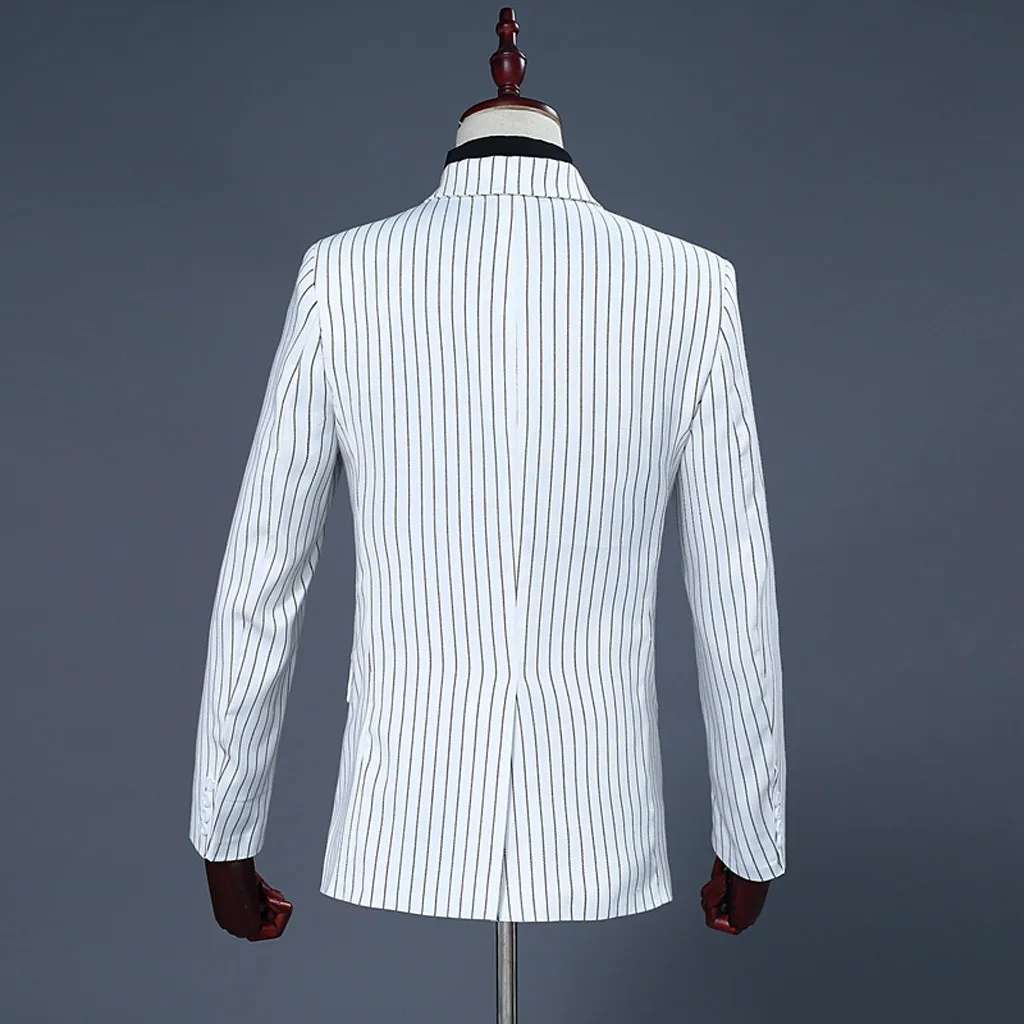 Белый полосатый Свадебный человек повседневная Slim Fit Костюмы Жених костюм свадебное платье смокинги 2 шт. костюм Homme Traje Hombre 2