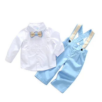 

2018 new spring boy suit children's shirt tie straps gentleman suit