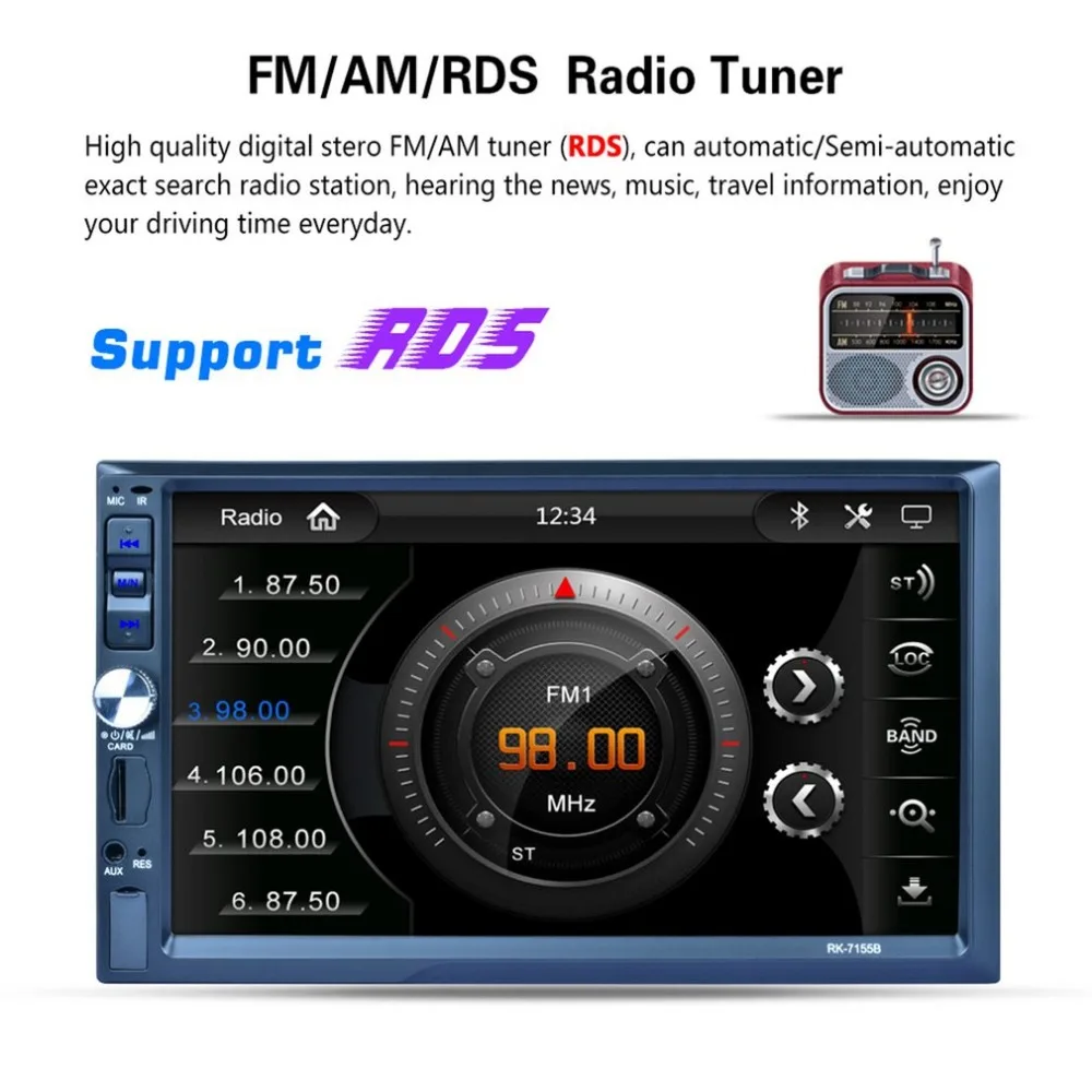 

new 2Din 7inch Car MP5 HD Touch Screen Bluetooth FM RDS Radio Fast Charge with Rear View Camera Function Car Multimedia Player