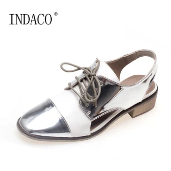 

Women's Silver White Brogue Shoes Hollow Out Lace Up Scarpe Donne 2019 Ladies Shoes Summer Zapatos Mujer Blancos