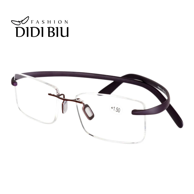

DIDI TR90 Titanium Reading Glasses Rectangle Rimless Diopter Eye Glasses 1.0 To 4.0 Optical Vision Old Prescription Eyewear H856