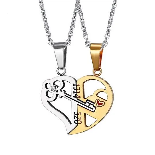 

Key & Lock Necklace Pendant 1314520 Couple Lover Wedding Jewelry Women Men Necklace 2pcs / sets