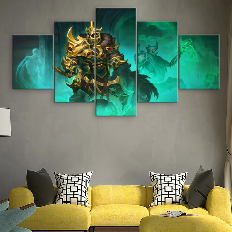  5 Panel DOTA 2 Skeleton King Canvas Painting Pictures Modern Artwork Home Decor For Living Room Can