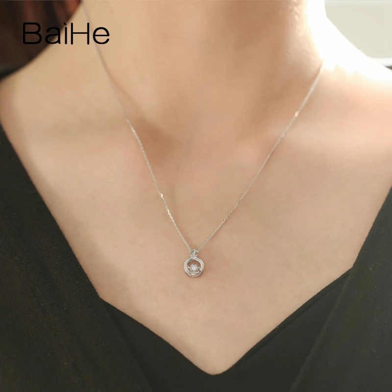 BAIHE Solid 14 K желтое золото около 0.05ct H/SI-SI3 натуральный бриллиант модный подарок помолвка модная Ювелирная подвеска
