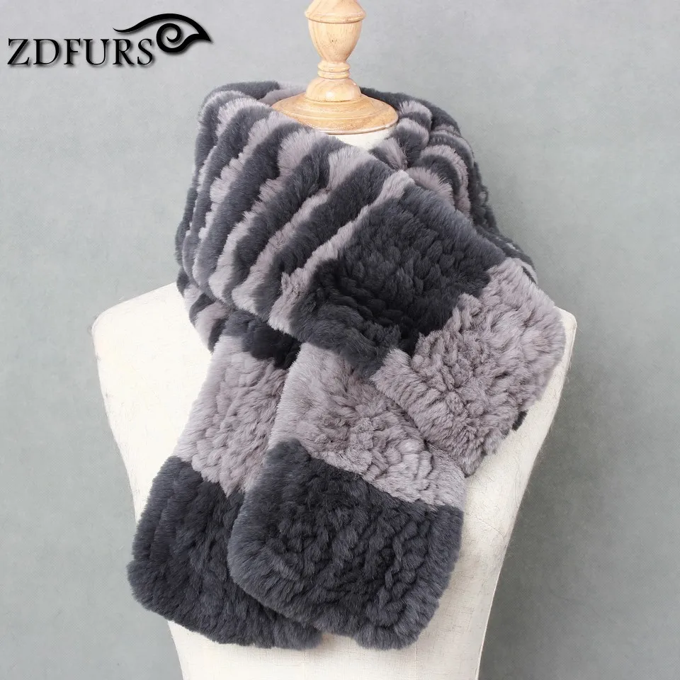 

FXFURS hight quality Winter Women Rabbit Fur Scarves Hot Warming Luxury Rex Rabbit Fur Female Natural Fur Scarf