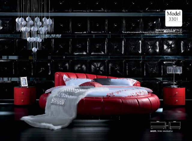 Designer Modern Genuine Real Leather Soft Bed Double King Queen Designer Modern Genuine Real Leather Soft Bed Double King Queen Size Bedroom Home