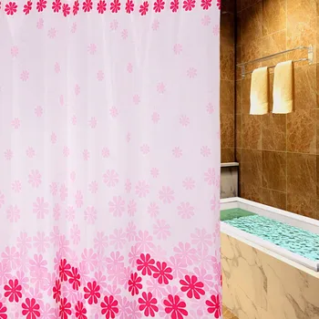 

New pink four - color peach thickening waterproof and anti - mildew printed shower curtain does not fade polyester shower curtai
