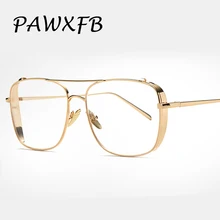 PAWXFB Винтажный с прозрачными стеклами очки металлические очки Золотые оправы женские мужские очки для близорукости женские оптические очки Oculos