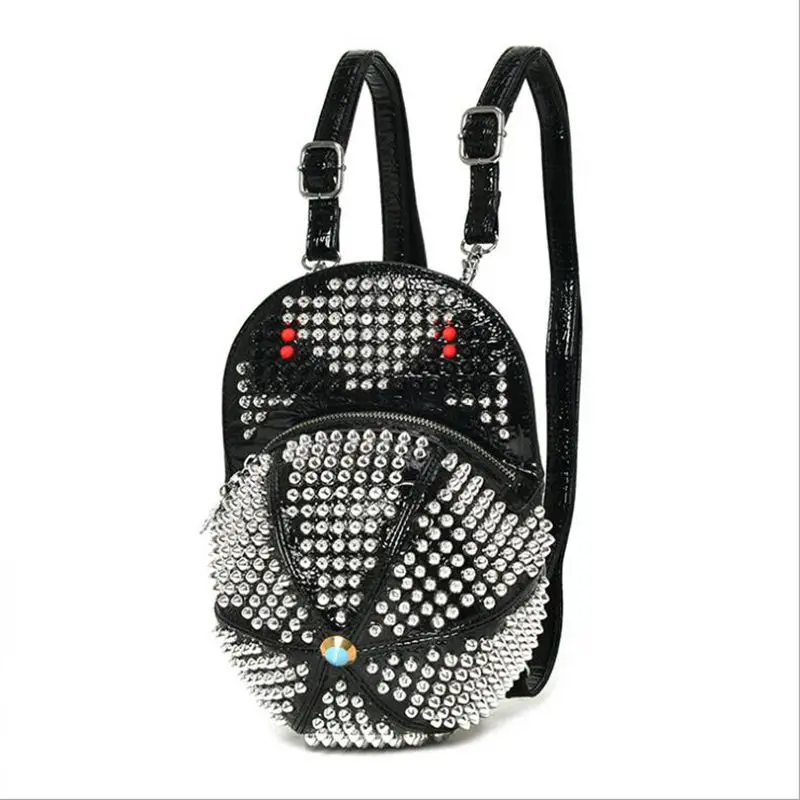 Free shipping 2017 NEW Designer Rivet Monster font b Backpacks b font Handmade Leather Hat Shape