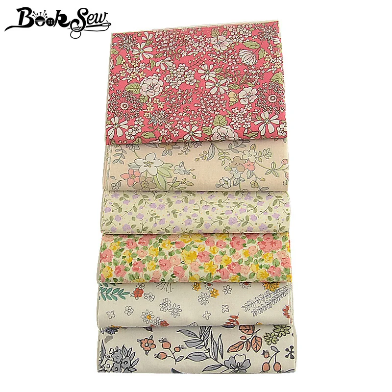 

Booksew Printed Floral Fabric Dye 100% Cotton Twill Cloth Meter Textiles Patchwork Sewing 6 PCS/lot 40cmx50cm Tecido DIY Tecido