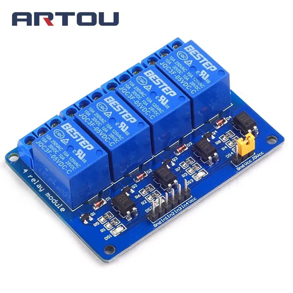 Blue 4 Channel 5V Relay Module 5V 4Channel Relay Output 4 Channel 4 Way ...