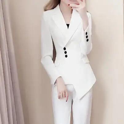 D'affaires Pantalon Costumes Mince Pour Dc773 Bureau Femelle Costume Femmes Veste Cran Blanc Revers De Smokings wES4qnv