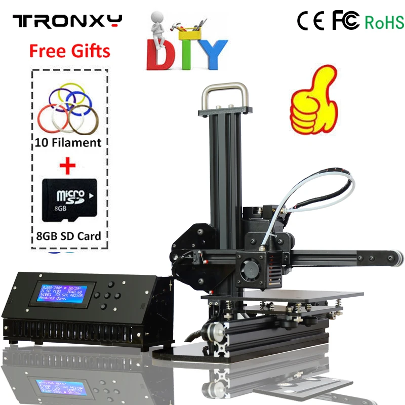 

Tronxy Mini 3d printer DIY kit High Precision Desktop Aluminium Profile 3d Printing Size 150*150*150mm Portable +8G SD Card free