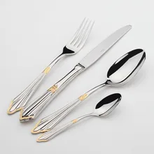 Vergoldet Besteck 24 stücke Luxus Tafelservice Edelstahl messer gabeln Royal Esstisch Einstellung Westlichen Geschirr Set