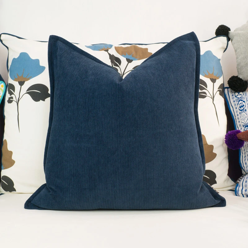 Nordic Style Hemming Cushion Royal Blue Throw Pillow Cushion Cover Thickened Cotton Blend Without Stuffing Home Decor Cushion Cover Pillow Cushion Coversblue Throw Pillows Aliexpress