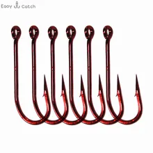 50pcs 7766D High Carbon Steel Fishing Hooks Red Sea Fishing Tarpon Bait Fishhooks Carp Fishing Accessories Size 1 2 4 2/0 3/0