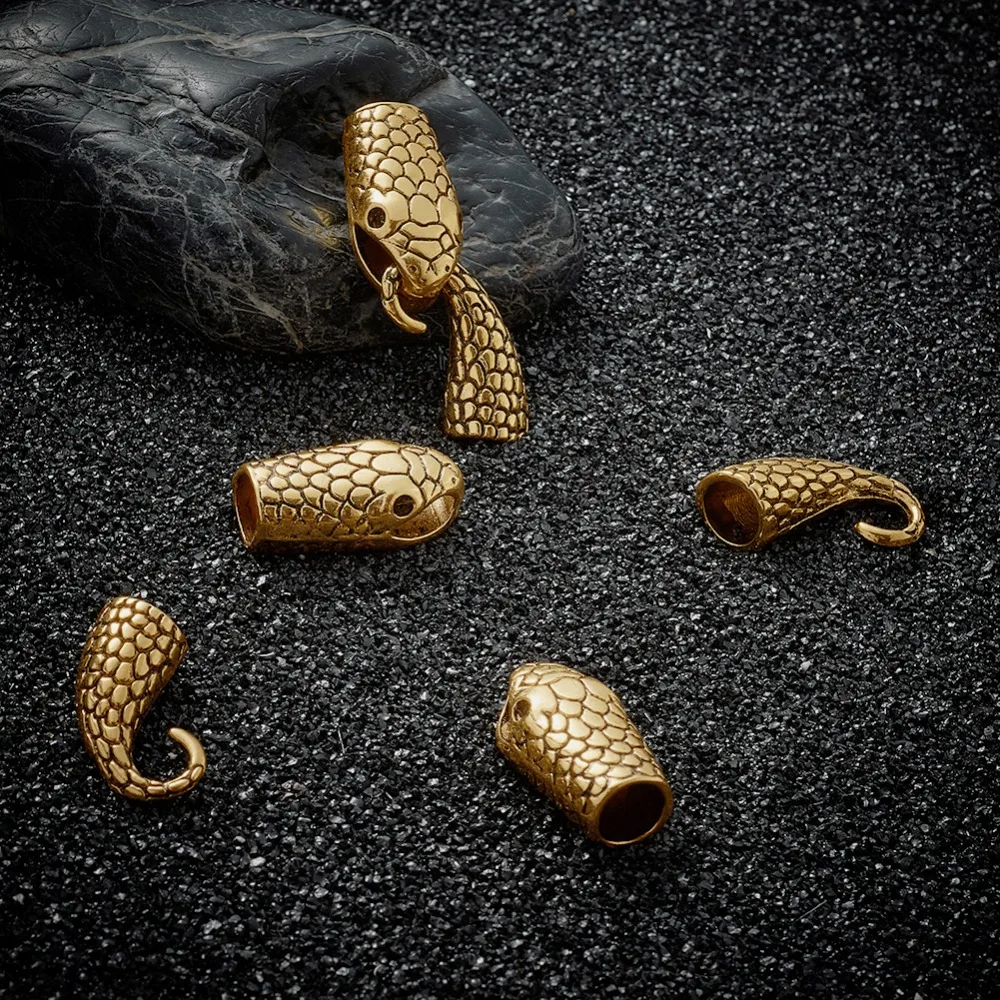10 наборов DIY сплав змеиная кожа концы шапки шнур застежка крючок для ювелирные изделия, изготовление браслетов фурнитура для колье античное серебро/золото