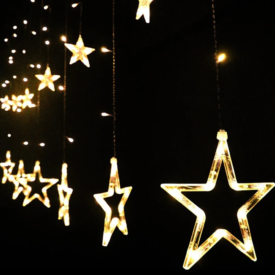 2 м 8 режимов романтическая светодио дный Фея Звезда светодиодная занавеска струнные Огни Праздничное освещение Рождество Свадебная